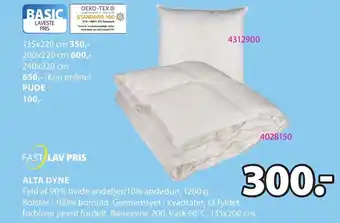 JYSK Fast Lav Pris Alta Dyne tilbud