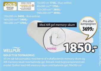 JYSK Wellpur Gold T110 Topmadras tilbud