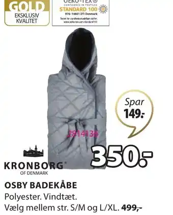 JYSK KronBorg Of Denmark Osby Badekåbe tilbud