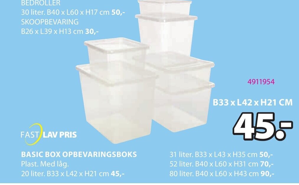 Fast Lav Pris Basic Box Opbevaringsboks tilbud hos JYSK