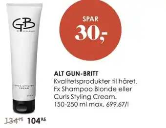Matas Gun-Britt Curls Styling Cream 150-250ml tilbud