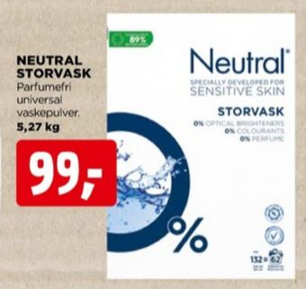Neutral vaskepulver