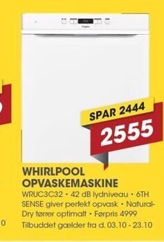 Punkt1 Whirlpool opvaskemaskine tilbud
