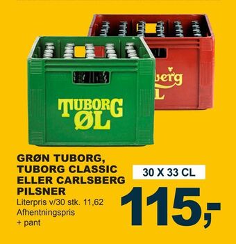 Let-Køb Grøn tuborg, tuborg classic eller carlsberg pilsner tilbud