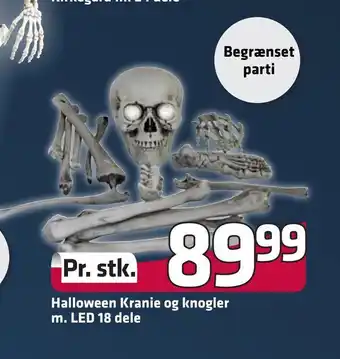 Fleggaard Halloween kranie og knogler m. led 18 dele tilbud