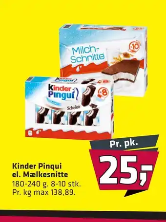 Fleggaard Kinder pinqui el. mælkesnitte tilbud
