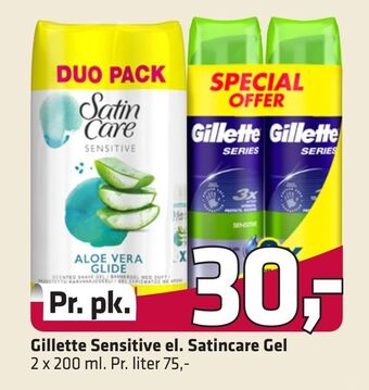 Fleggaard Gillette sensitive el. satincare gel tilbud