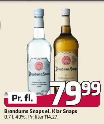 Fleggaard Brøndums snaps el. klar snaps tilbud