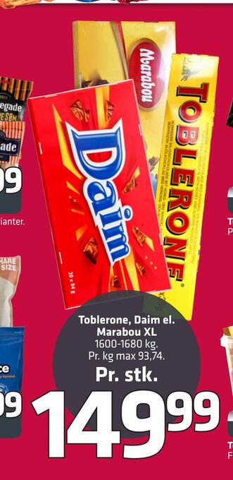 Fleggaard Toblerone, daim el. marabou xl tilbud