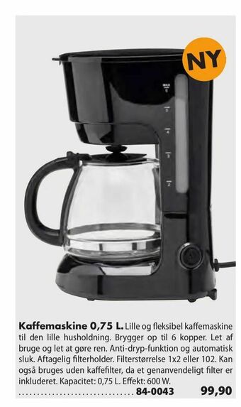 Biltema Kaffemaskine 0,75 L tilbud