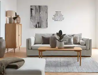 Ilva Askov sofa el. puf, vincent tæppe, sm244/264 sofabord, aries vitrineskab, blair urtepotteskjuler, alesso gulvvase el. sandvig tilbud