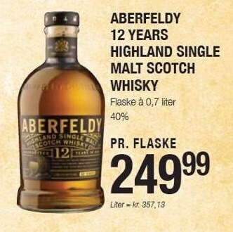 Otto Duborg Aberfeldy 12 years highland single malt scotch whisky tilbud
