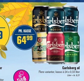Otto Duborg Carlsberg øl 24 x 0,33 liter tilbud