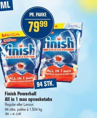 Otto Duborg Finish powerball all in 1 max opvasketabs tilbud