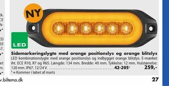 Biltema Sidemarkeringslygte med orange positionslys og orange blitzlys tilbud