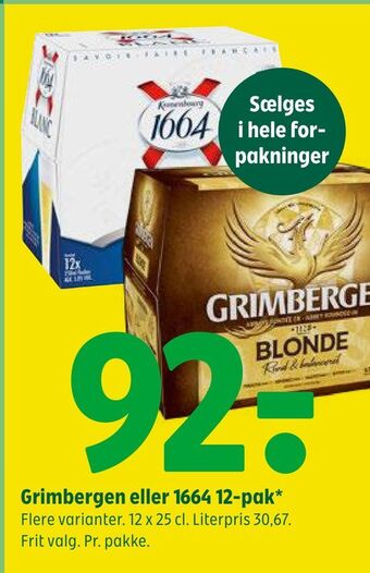 Coop 365 Grimbergen eller 1664 12-pak tilbud