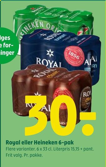 Coop 365 Royal eller heineken 6-pak tilbud