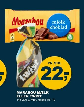 Let-Køb Marabou mælk eller twist tilbud