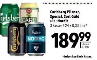 Citti Carlsberg pilsner, special, sort guld el. nordic 3 ks tilbud