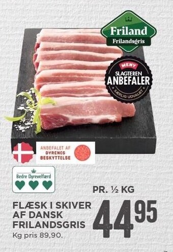 MENY Flæsk i skiver af dansk frilandsgris tilbud