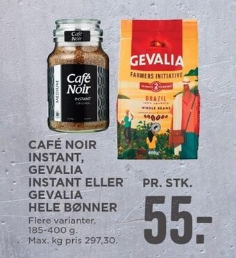 MENY Café noir instant, gevalia instant el. gevalia hele bønner tilbud