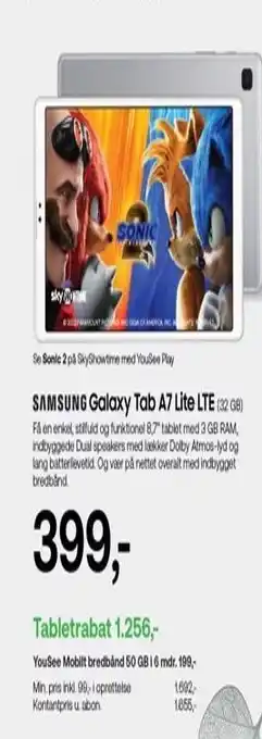 YouSee Samsung galaxy tab a7 lite lte 32 gb tilbud