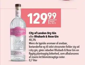 Citti City of london dry gin el. rhubarb & rose gin tilbud