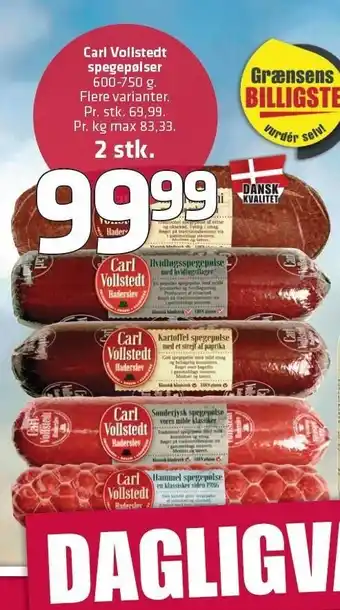 Fleggaard Carl vollstedt spegepølse 2 stk. tilbud