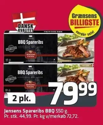 Jensens spareribs bbq 2 pk.