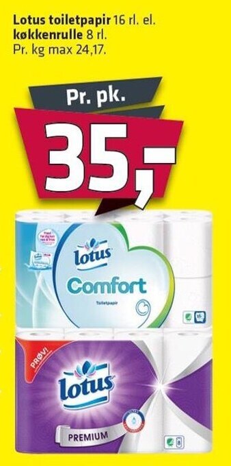 Fleggaard Lotus toiletpapir el. køkkenrulle tilbud