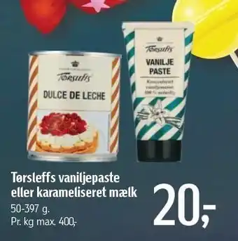 Føtex Tørsleffs vaniljepaste el. karameliseret mælk tilbud