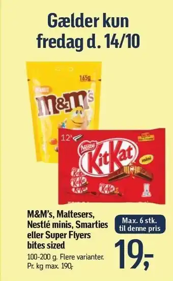 Føtex M&m's, malteseres, nestlé minis, smarties el. super flyers bites sized tilbud