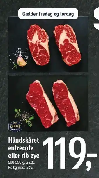 Føtex Håndskåret entrecote el. rib eye 2 stk. tilbud