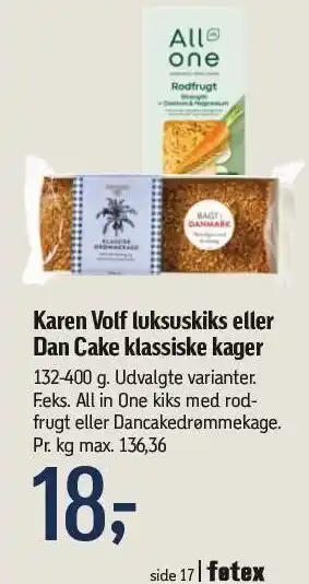 Føtex Karen volf luksuskiks el. dan cake klassiske kager tilbud