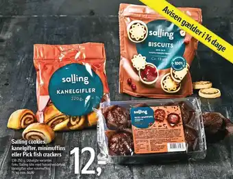 Føtex Salling cookies, kanelgifler, minimuffins el. pick fish crackers tilbud