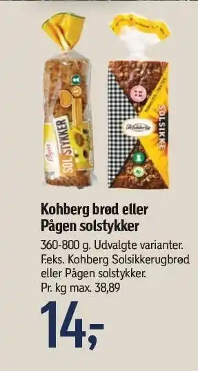 Føtex Kohberg brød el. pågen solstykker tilbud