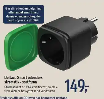 Føtex Deltaco smart udendørs strømstik sort/grøn tilbud