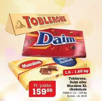 Poetzsch Padborg Toblerone, daim el. marabou xl chokolade tilbud