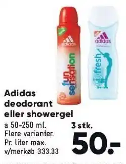 Bilka Adidas deodorant el. showergel 3 stk. tilbud