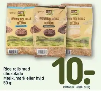REMA 1000 Rice up! rice rolls m. chokolade mælk, mærk el. hvid tilbud
