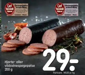 REMA 1000 Hjorte- el. vildsvinespegepølse tilbud