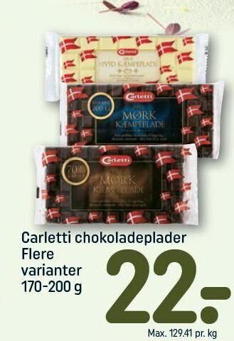 REMA 1000 Carletti chokoladeplader tilbud