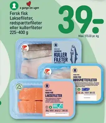 Fersk fisk laksefileter, rødspættefileter el. kullerfileter