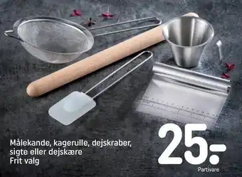 Målekande, kagerulle, dejskraber, sigte el. dejskære