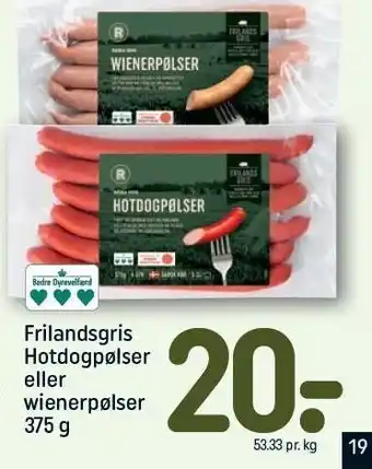REMA 1000 Frilandsgris hotdogpølser el. wienerpølser tilbud
