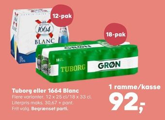 Kvickly Tuborg eller 1664 blanc tilbud