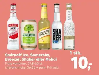 Kvickly Smirnoff ice, somersby, breezer, shaker eller mokai tilbud