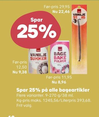 Spar 25% på alle bageartikler