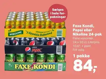 SuperBrugsen Faxe kondi, pepsi eller nikoline tilbud