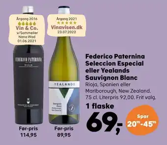 Federico paternina seleccion especial eller yealands sauvignon blanc